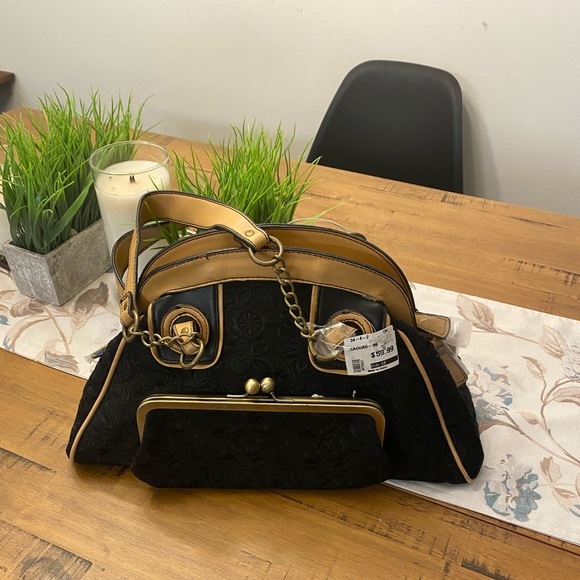 Aldo Handbags - 💀🎃👻 NWT Aldo Black and Tan Caguas Fabric Satchel